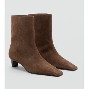 Mango Brown Suede Ankle Booties size 9